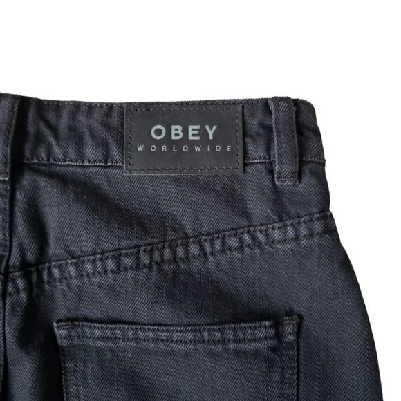 Obey black denim high waist pencil skirt with back zipper slit - Picture 8 of 13